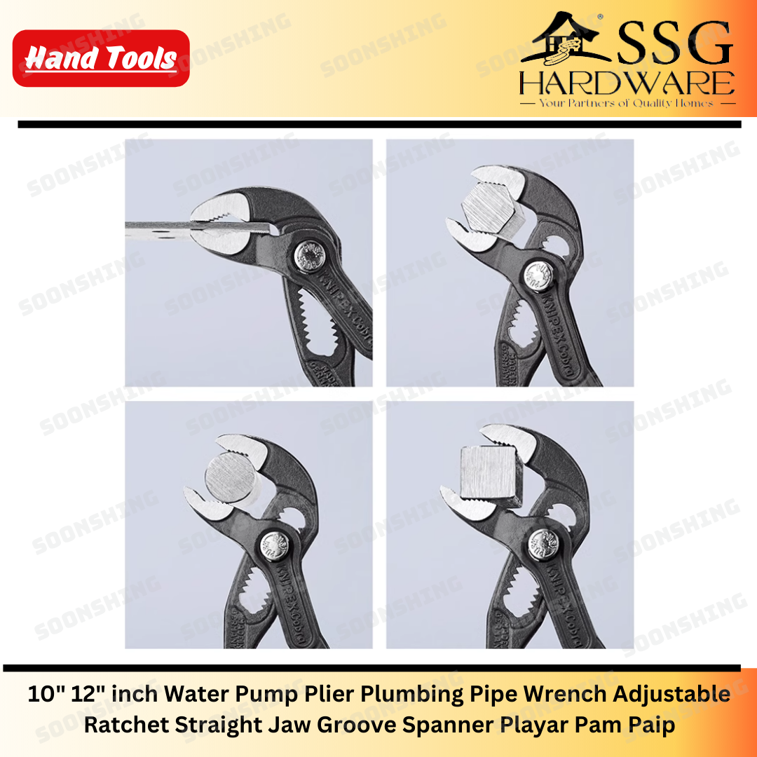 Tooltime Water Pump Pliers Set – 10" & 12" Slim Jaw Pipe Grips, Chrome Vanadium Steel