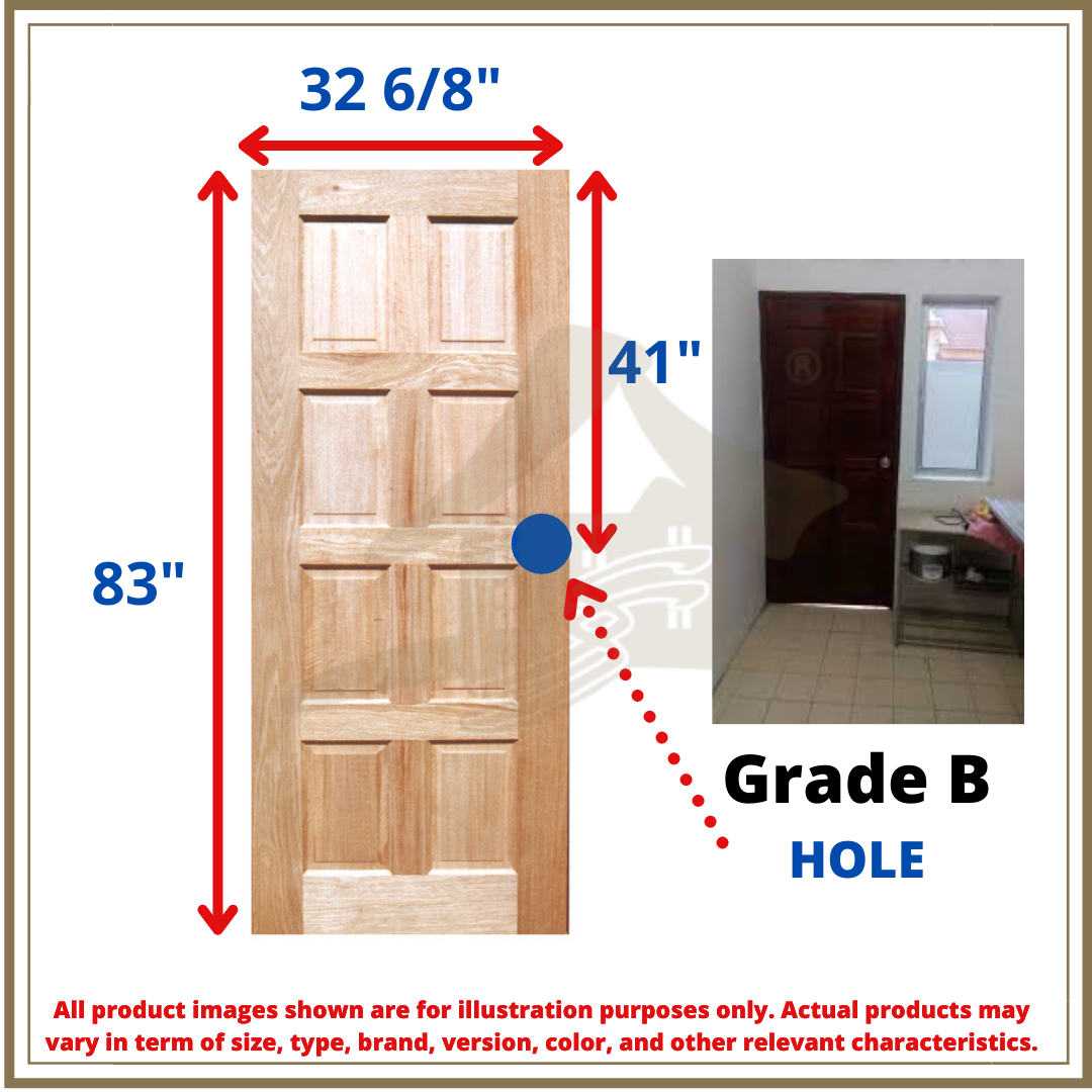 Timber Door / Pintu Solid 8 Petak Solid Wooden Door / Malaysia Door