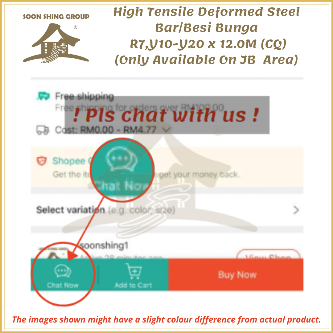 High Tensile Deformed Steel Bar/Besi Bunga (Y) R7,Y10Y20 x 12.0M (CQ