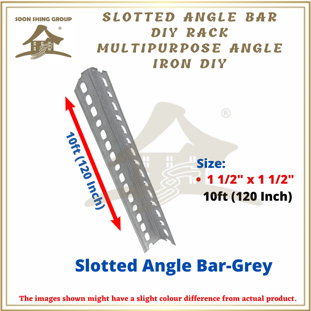 ( 10ft )1 1/2” x 1 1/2”/ 2” x 1 1/2” Slotted Angle Bar DIY Rack Multipurpose Angle Iron / Besi