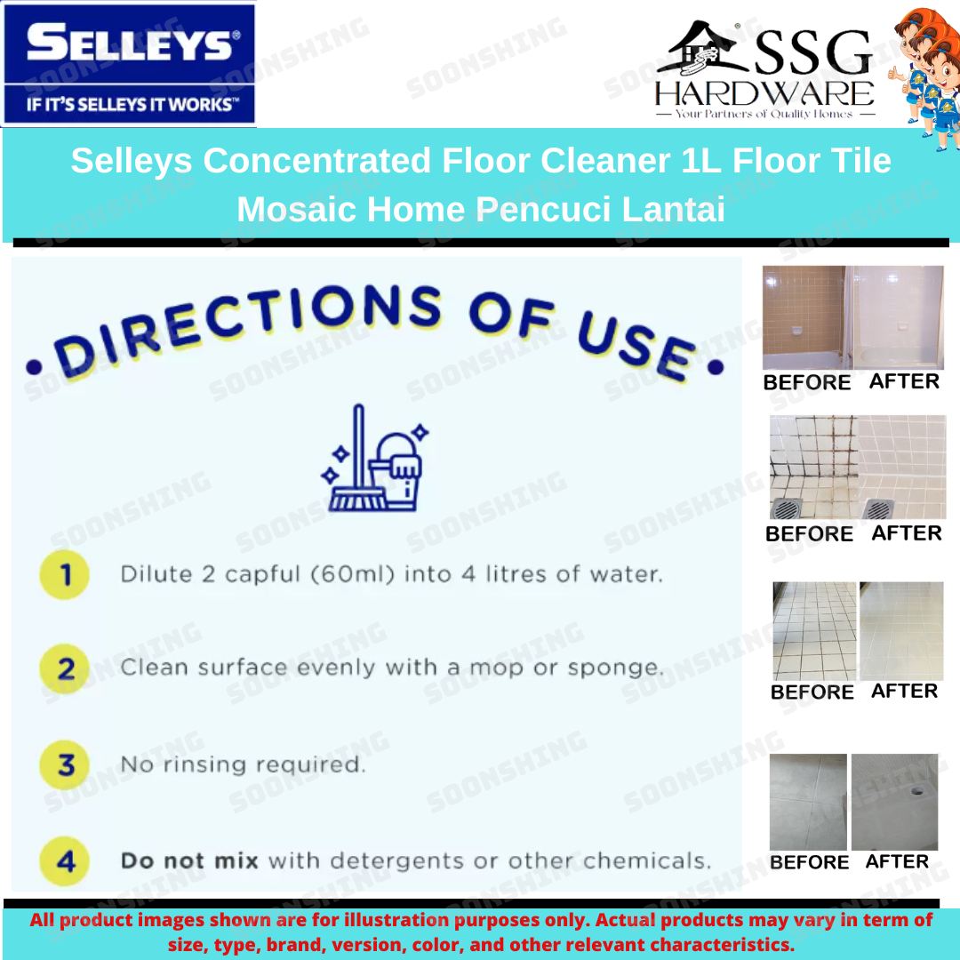 Selleys ANTIBACTERIA Concentrated Floor Cleaner 1L Tile Mosaic Marble