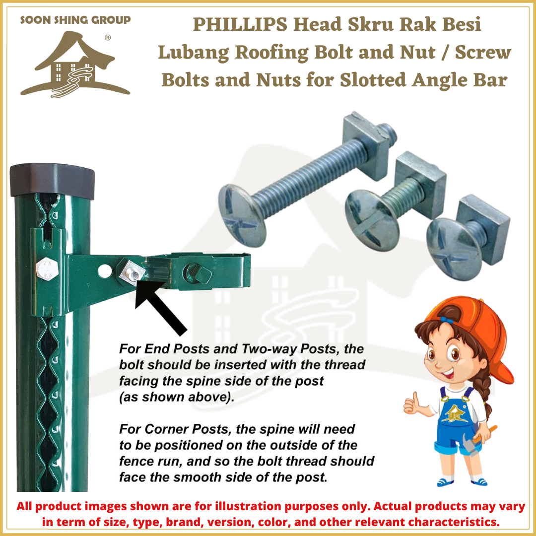 PHILLIPS Head Galvanized Skru Rak Besi Lubang Roofing Bolt and Nut