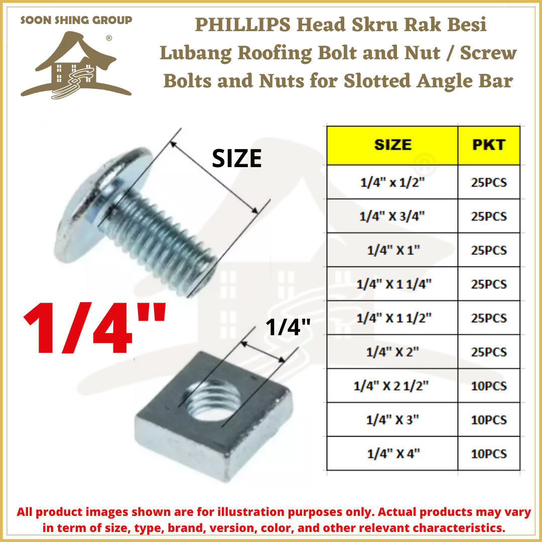 PHILLIPS Head Galvanized Skru Rak Besi Lubang Roofing Bolt and Nut