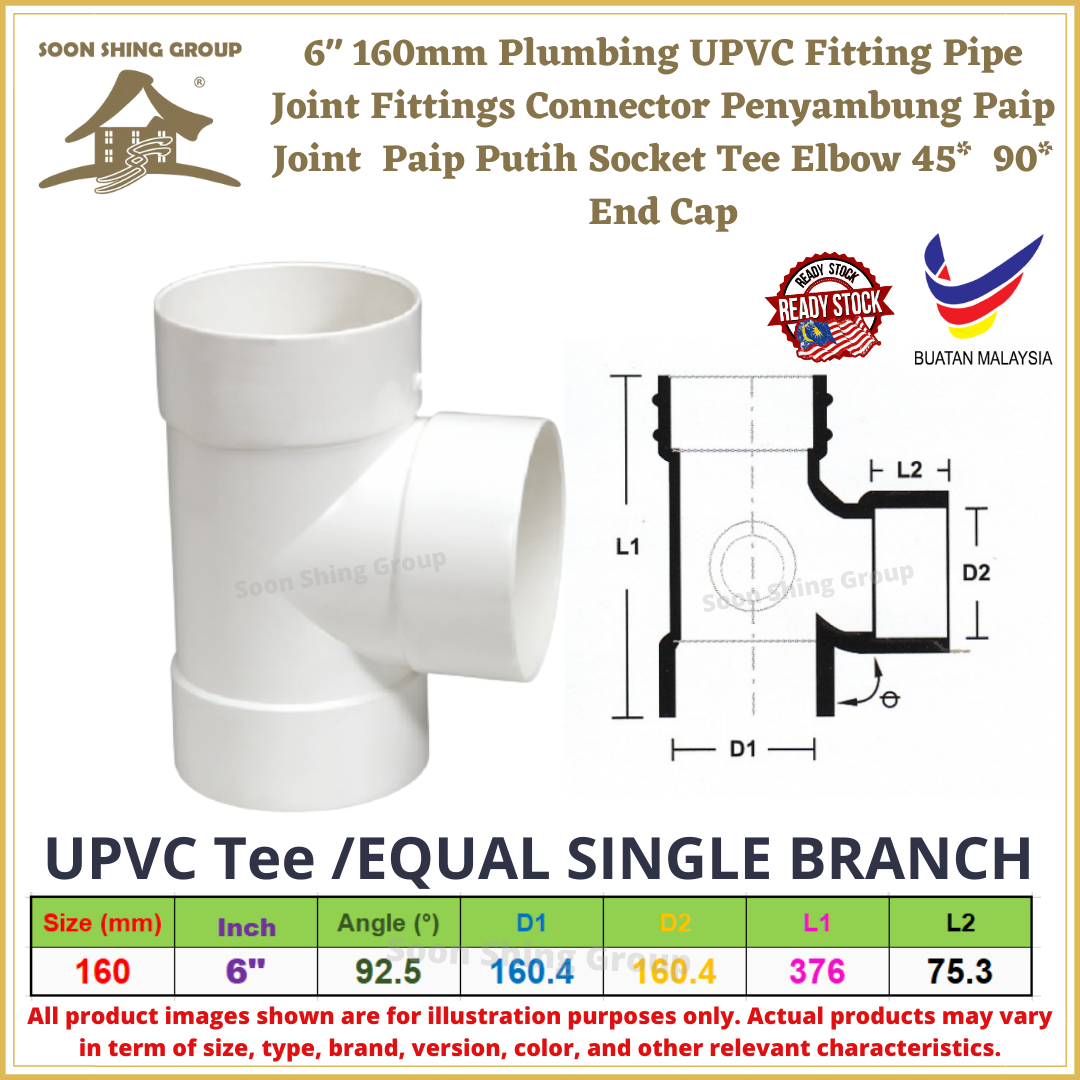 6 160mm Plumbing Upvc Fitting Pipe Joint Connector Penyambung Paip