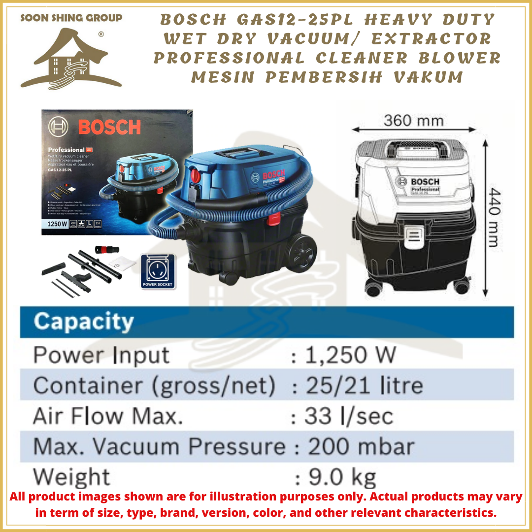 Bosch GAS1225PL Heavy Duty Wet Dry Vacuum/ Extractor Professional