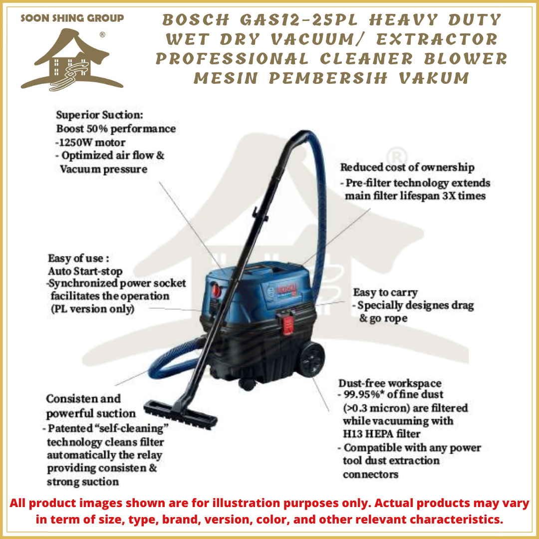 Bosch GAS1225PL Heavy Duty Wet Dry Vacuum/ Extractor Professional