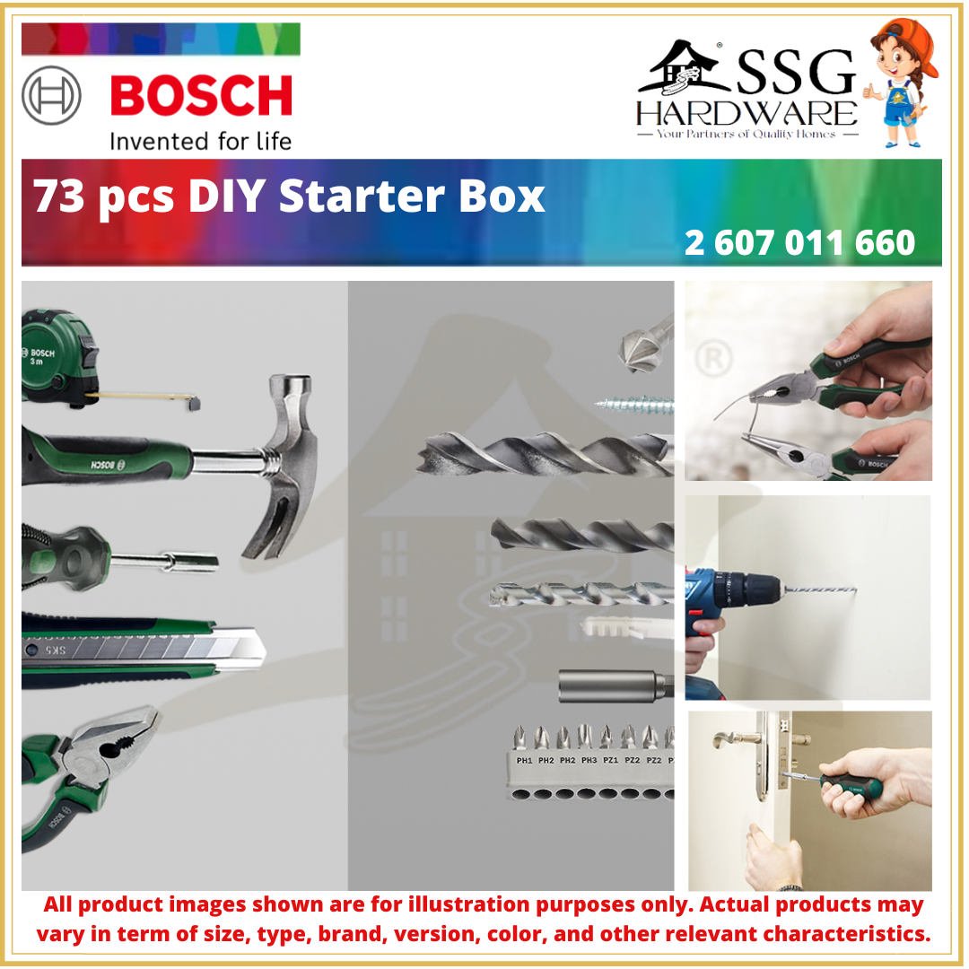 Bosch DIY Starter Box 73-teilig – Bohrer-Set Für Holz, Metall, Stein, Inkl. Bits, Werkzeuge & Zubehör, Aufbewahrungsbox