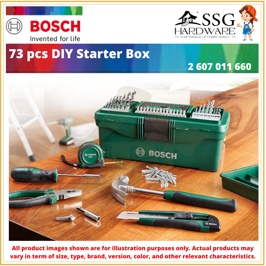 Bosch DIY Starter Box 73-teilig – Bohrer-Set Für Holz, Metall, Stein, Inkl. Bits, Werkzeuge & Zubehör, Aufbewahrungsbox