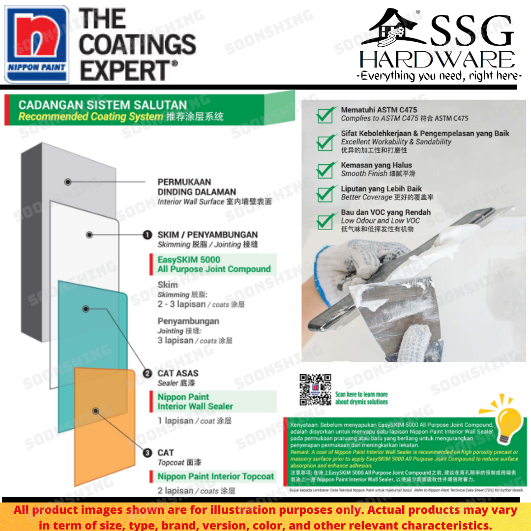 NIPPON PAINT Easyskim 5000 All Purpose Joint Compound 25KG Wall Crack