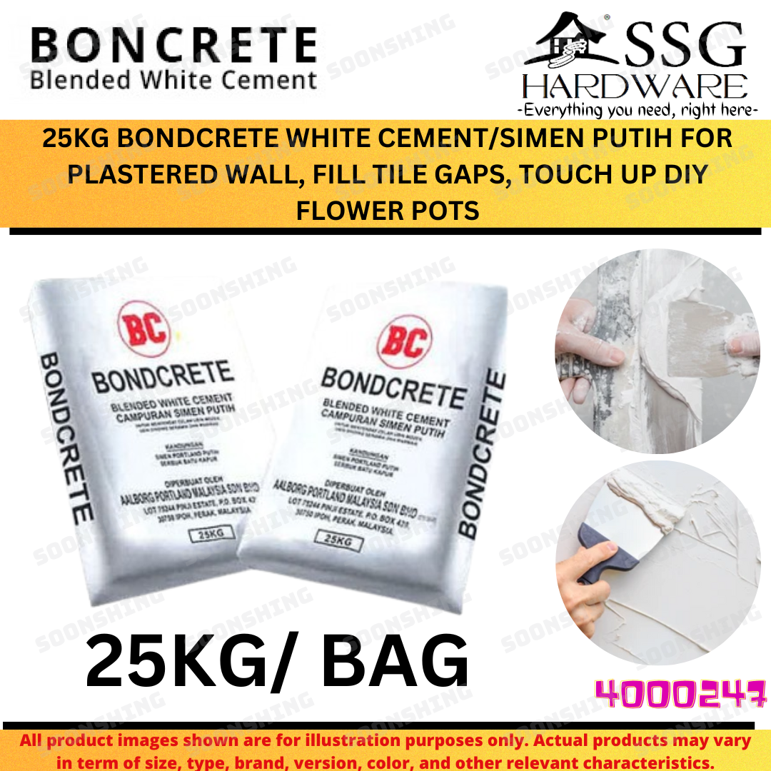 SSG400 25KG BONDCRETE WHITE CEMENT/ SIMEN PUTIH FOR PLASTERED WALL