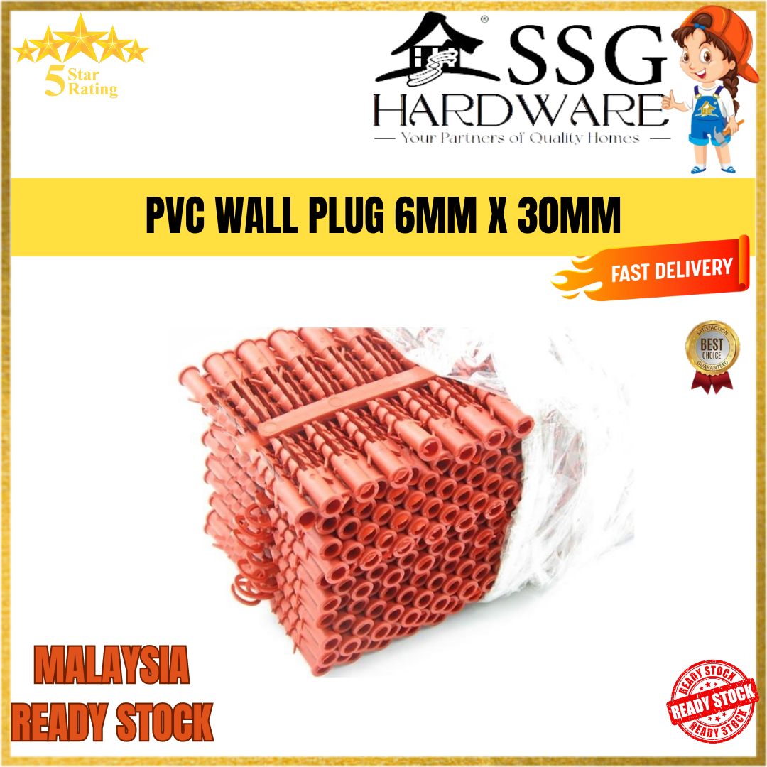 PVC WALL PLUG 6MM X 30MM / RED WALL PLUG / READY STOCK