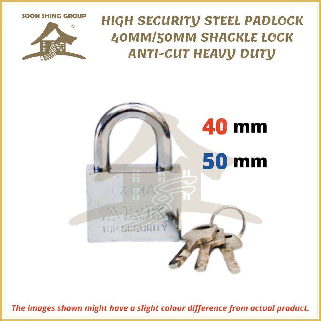 High Security Steel Padlock 40mm/50mm Shackle Lock Anti-Cut Heavy Duty