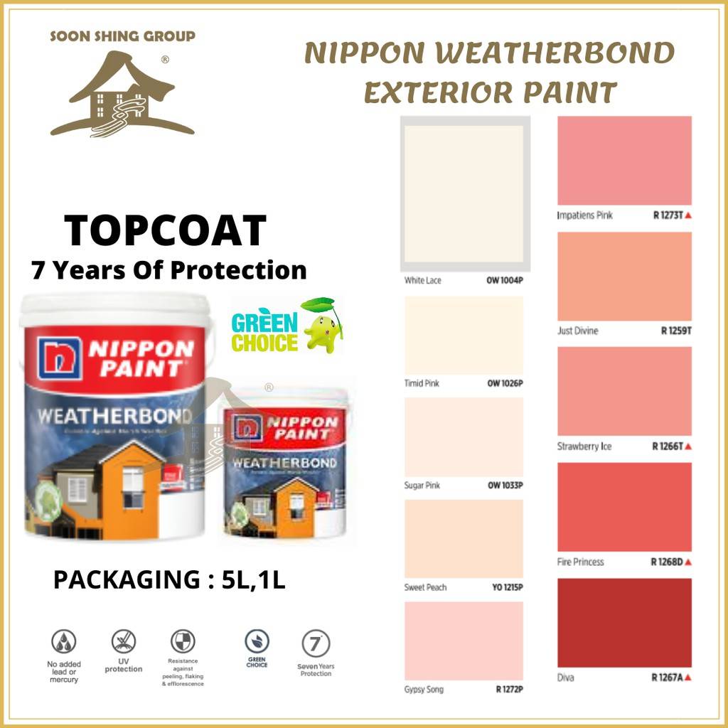 SWB03 NIPPON WEATHERBOND EXTERIOR PAINT 1Liter 5 Liter /Cat Luar /Cat