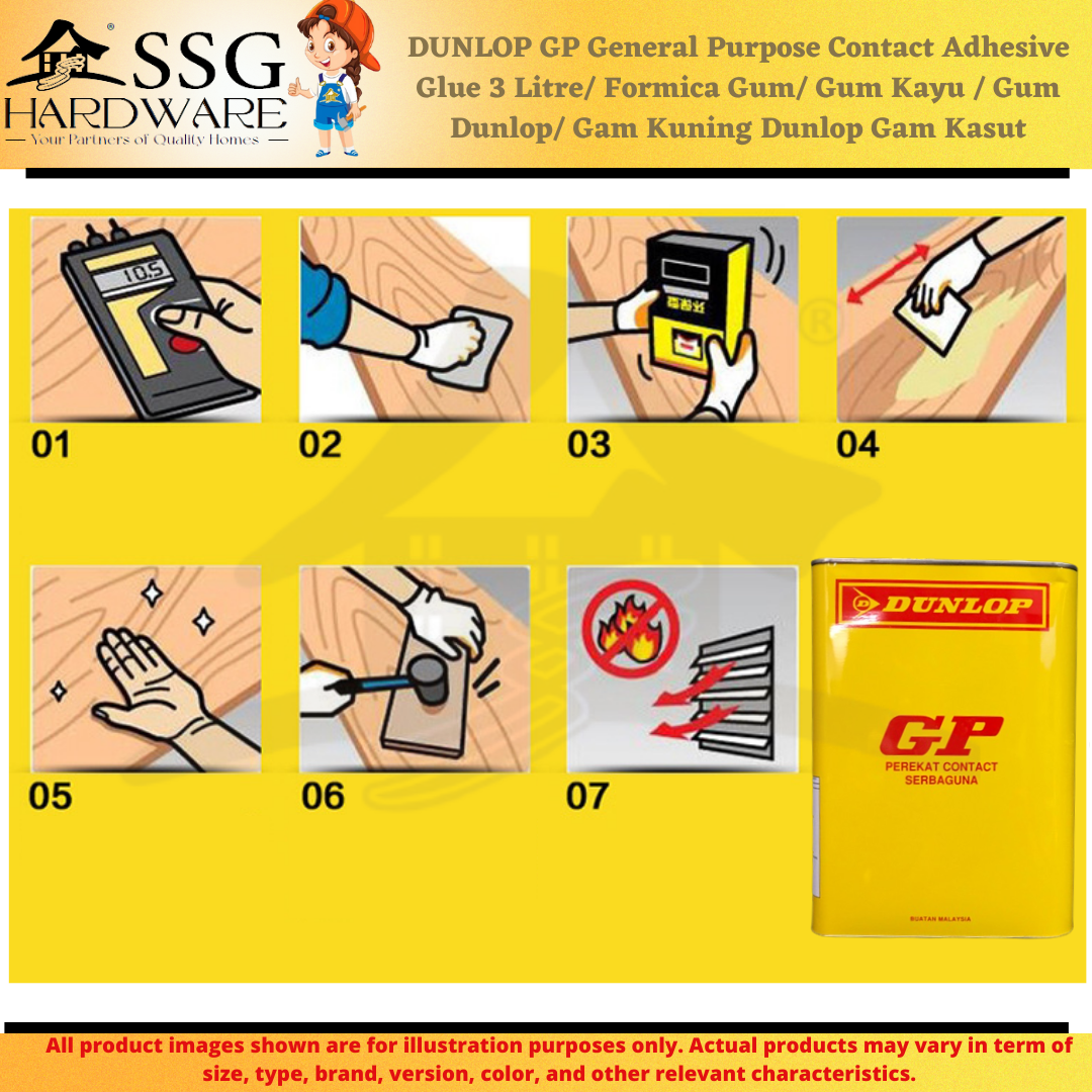 DUNLOP GP General Purpose Contact Adhesive Glue 3 Litre/ Formica Gum