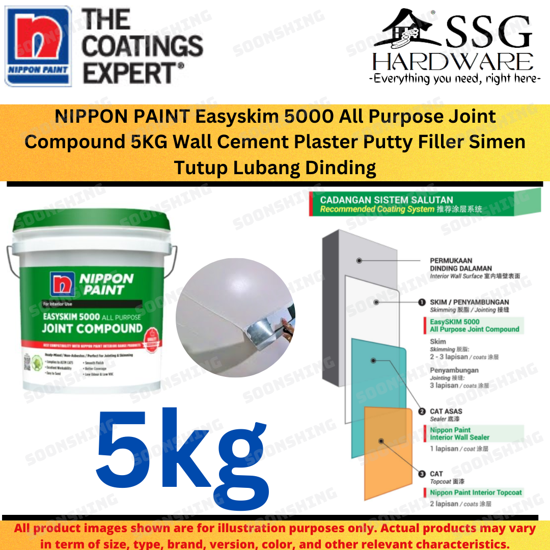 NIPPON PAINT Easyskim 5000 All Purpose Joint Compound 5KG Wall Cement