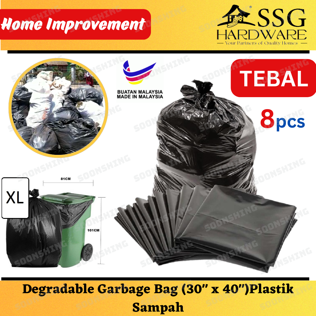 Heavy Duty Thick HDPE Degradable Garbage Bag (XL Size)Tebal Bag Sampah