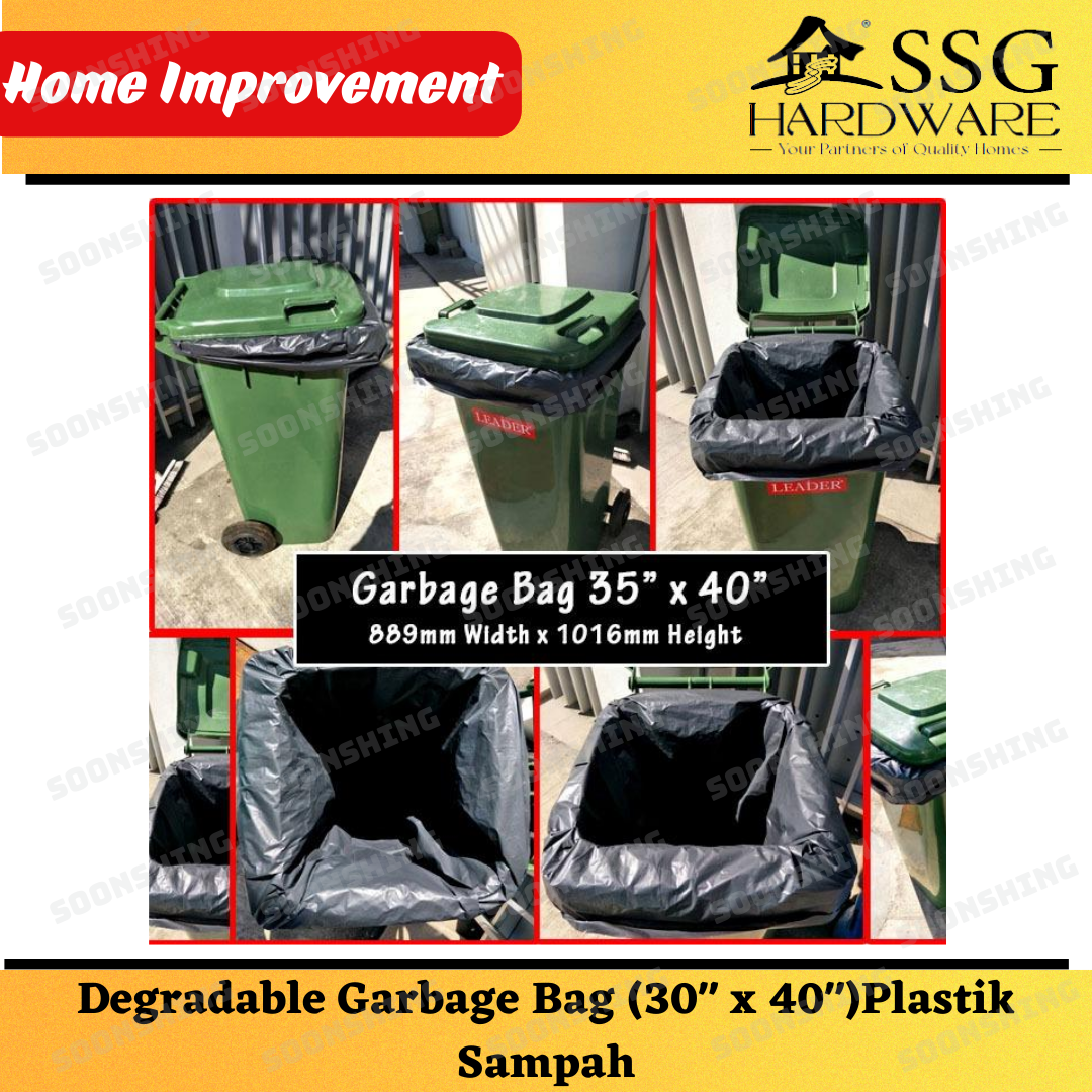Heavy Duty Thick HDPE Degradable Garbage Bag (XL Size)Tebal Bag Sampah