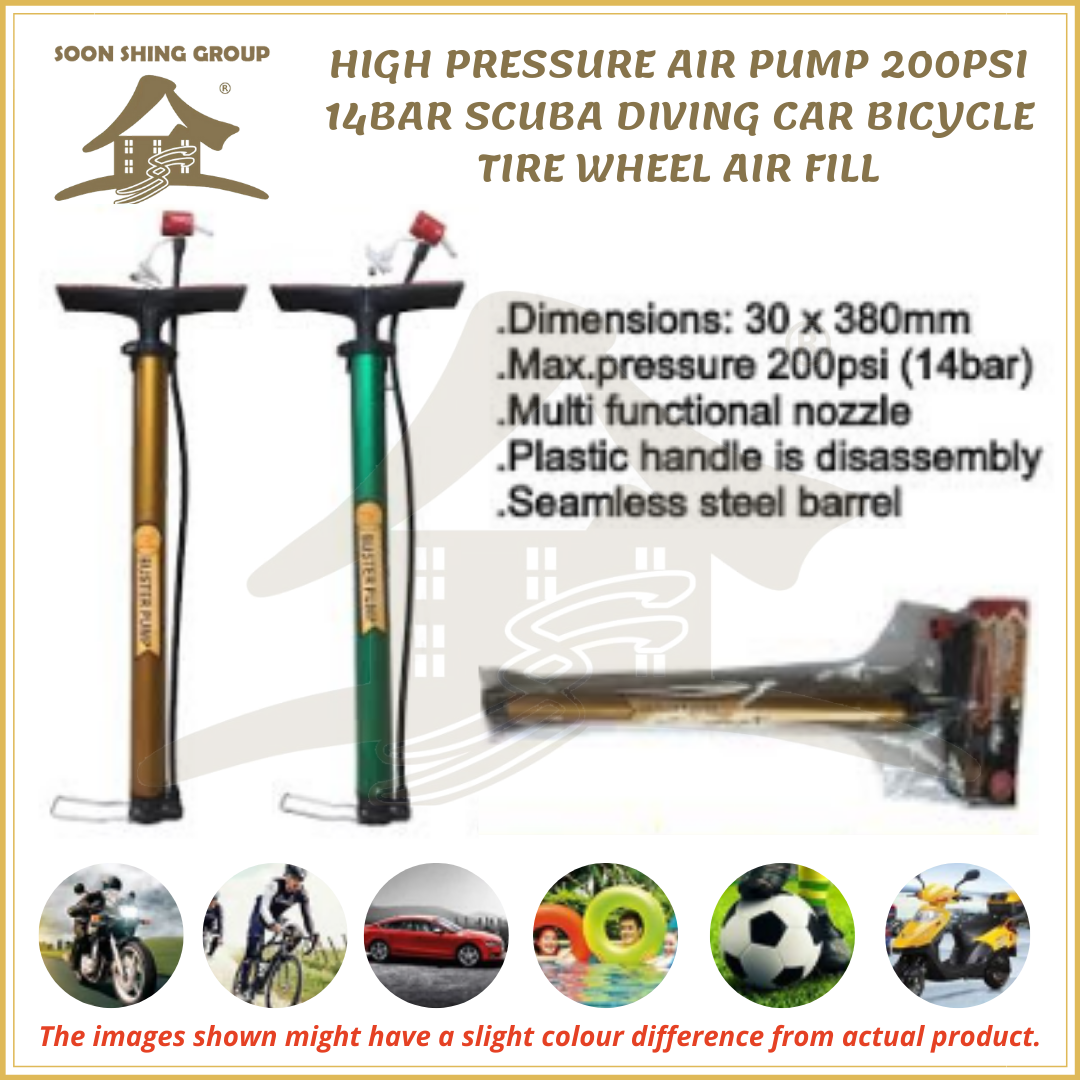 HIGH PRESSURE AIR HAND PUMP SCUBA DIVING/CAR/BICYCLE/TIRE WHEEL AIR