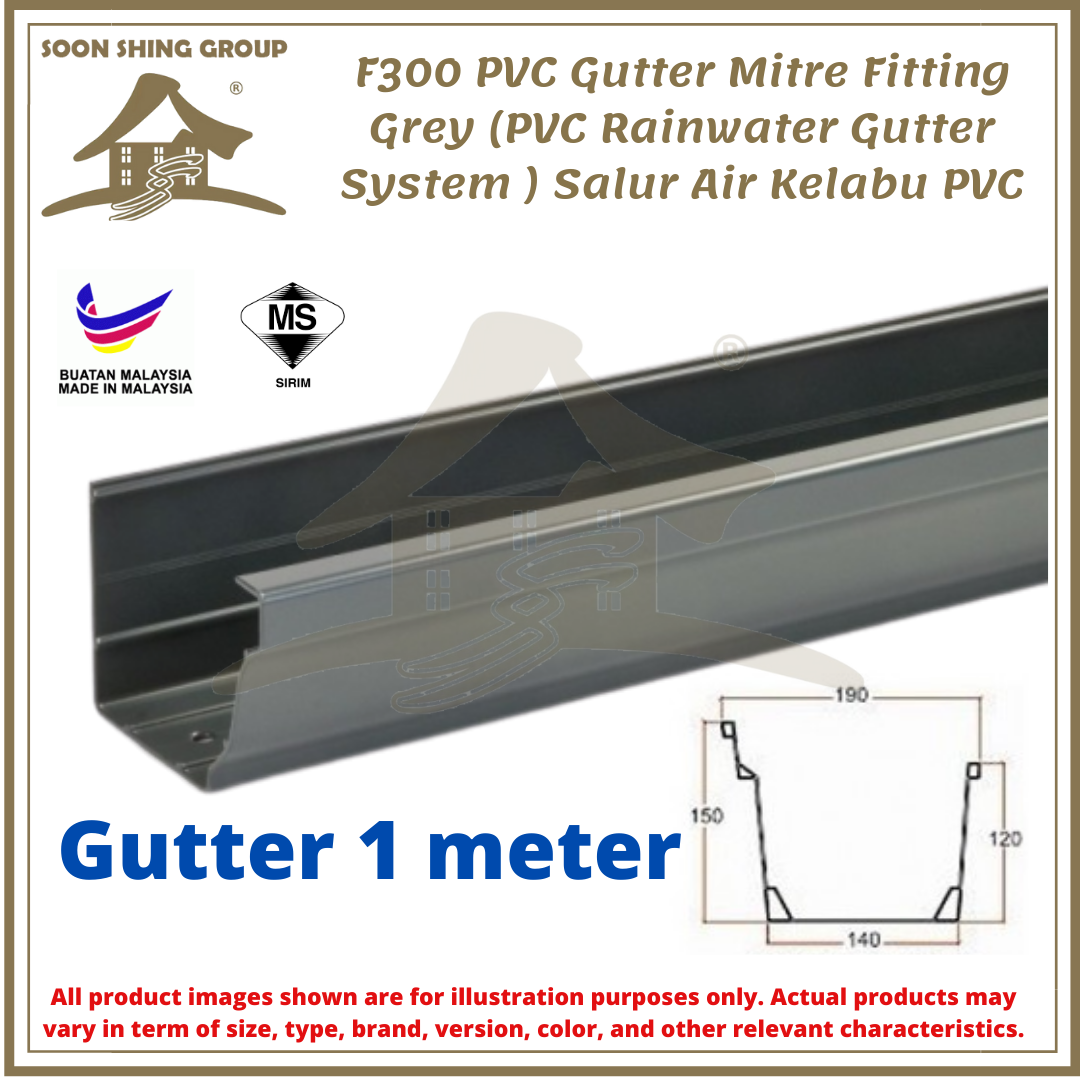 F300 PVC Gutter Mitre Fitting Grey (PVC Rainwater Gutter System ) Salur