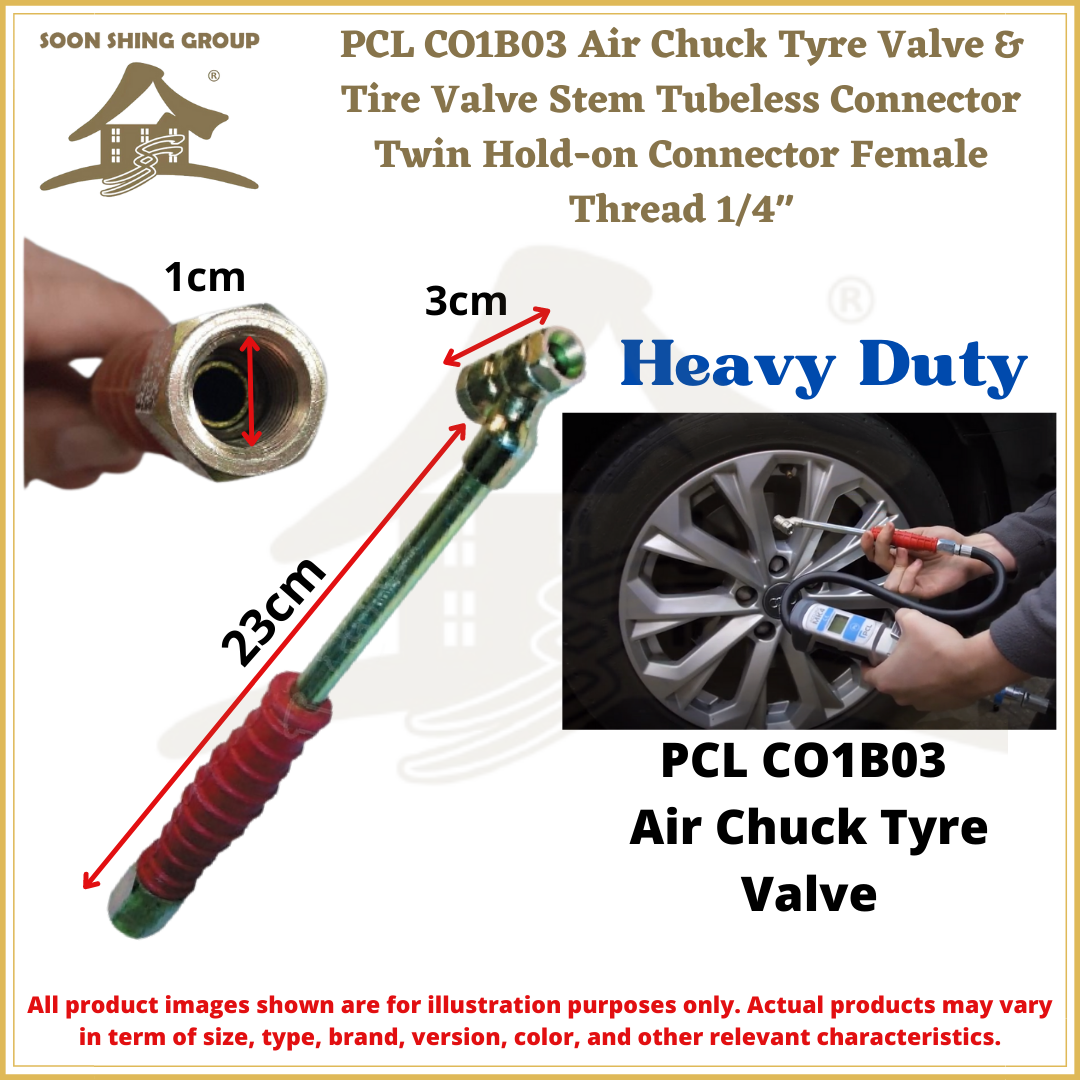 PCL CO1B03 Air Chuck Tyre Valve&Stem Tubeless Connector Twin Holdon