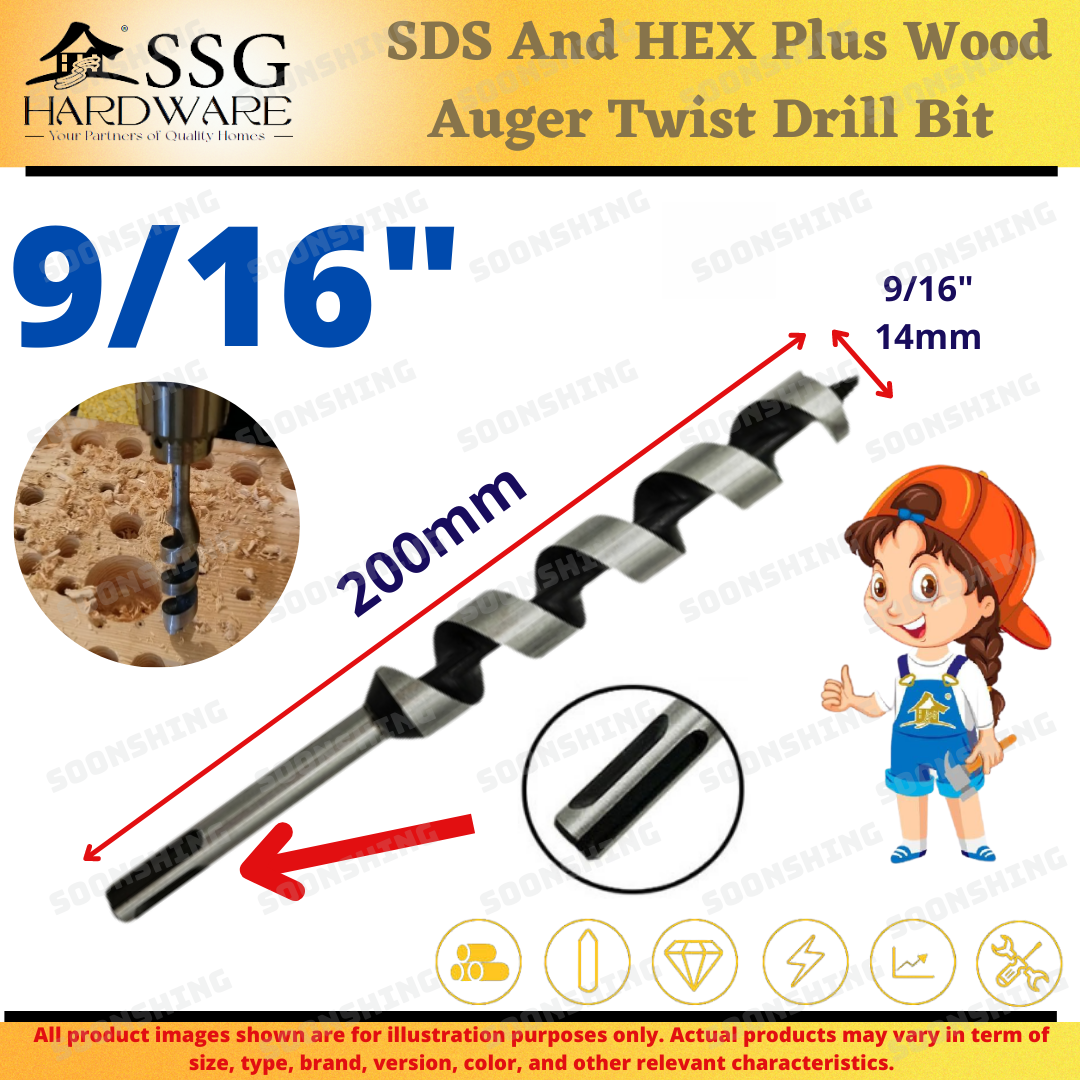 SDS And HEX Plus Wood Auger Twist Drill Bit SDS Shank Auger Drill Bit