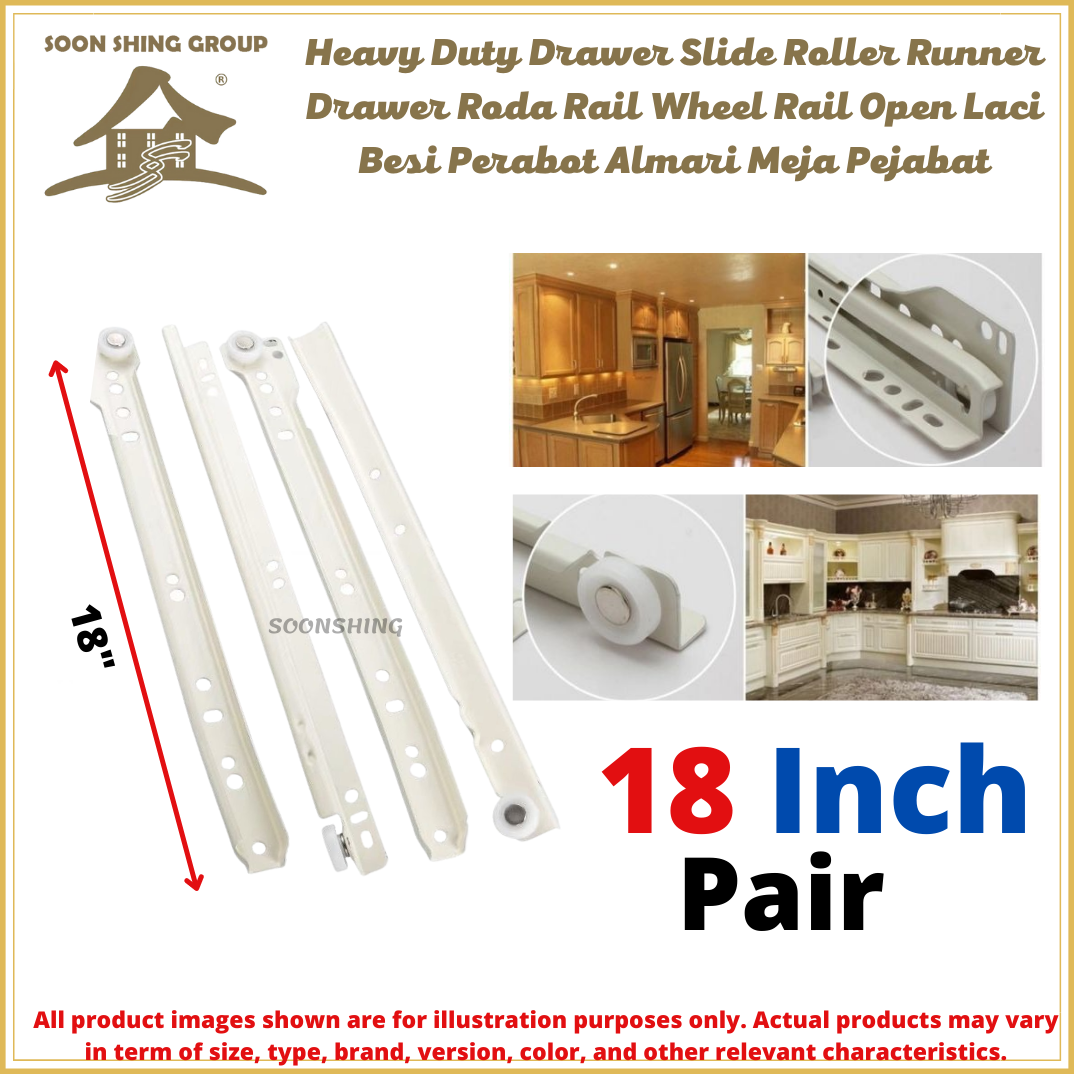 Heavy Duty Drawer Slide Roller Runner Drawer Roda Rail Wheel Rail Open ...
