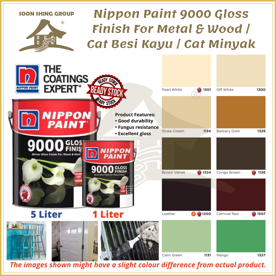 SS05 Nippon Paint 9000 Gloss Finish For Metal & Wood / Cat Besi Kayu ...