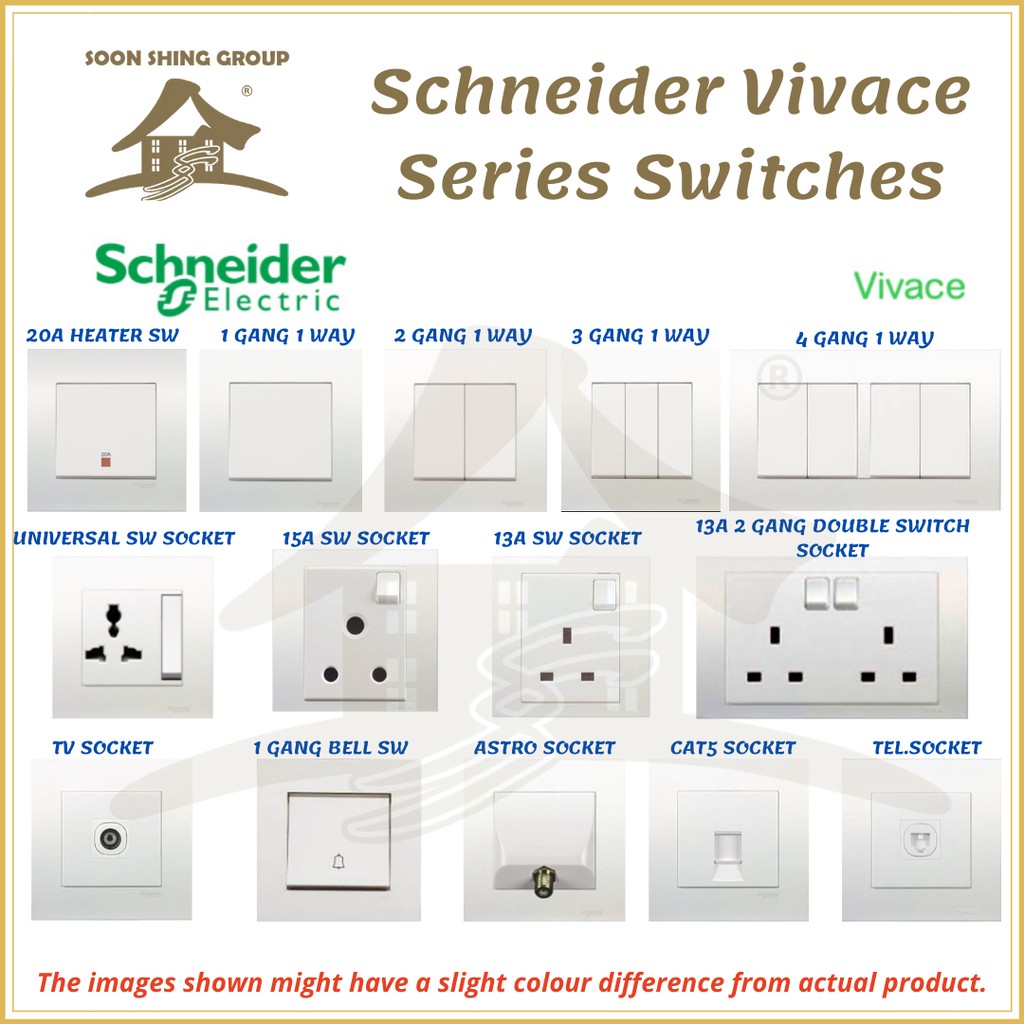 SCHNEIDER VIVACE SERIES WHITE SWITCHES & SOCKETS [FULL RANGE]