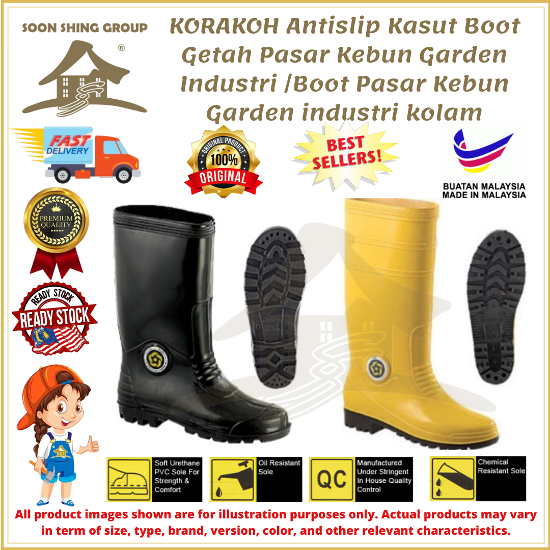 KORAKOH Antislip Kasut Boot Getah Pasar Kebun Garden Industri /Boot ...