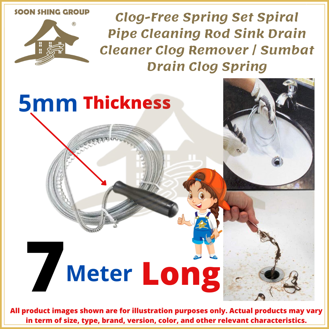 Spring Sumbat Clog-Free Spring Set Spiral Pipe Cleaning Rod Sink Drain Cleaner Clog ...